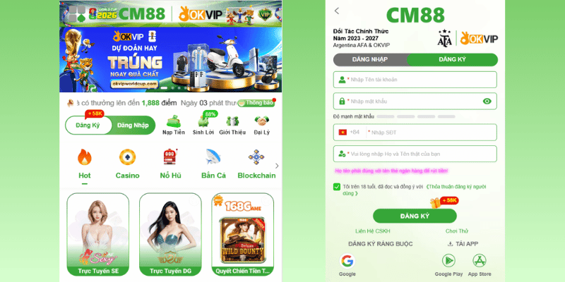 Hướng dẫn đăng ký tài khoản Cm88